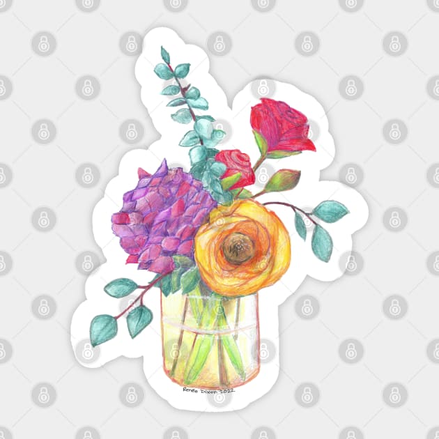 Vase of Flowers Sticker by ReneeDixonArt